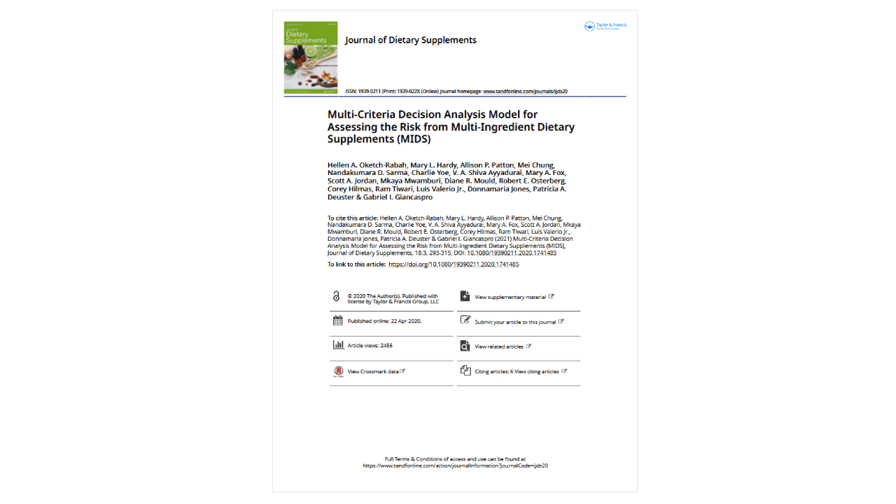 Journal of Dietary Supplements<br>April 2020